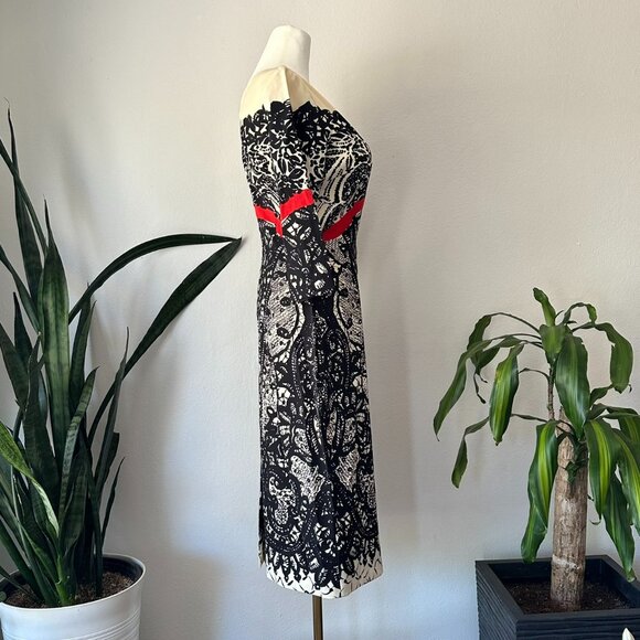 Prabal Gurung Lace Print Fall 2011 dress 6 Sarah Jessica Parker black/cream/red - Picture 6 of 16